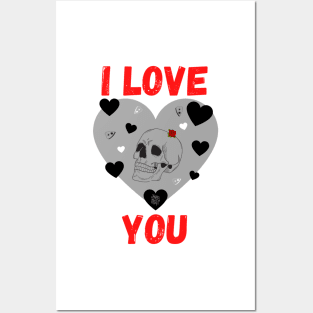 I love you skull, planchette and heart - Gothic Posters and Art